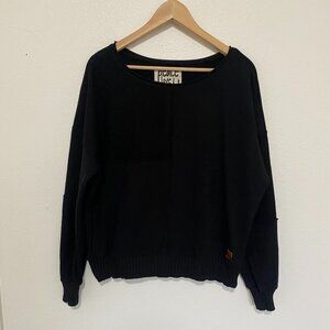 Peace Love World Oversized Ribbed Trim Terry Cloth Crewneck size M
